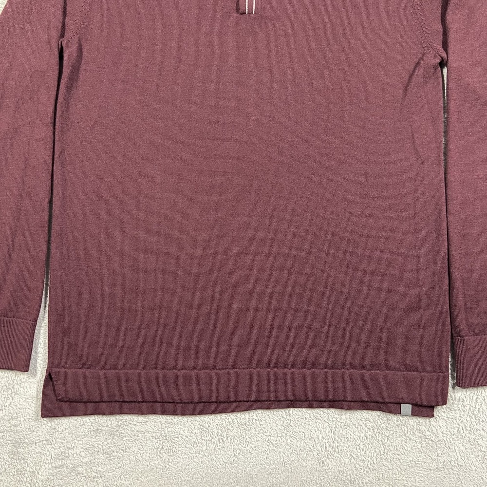 Lululemon Techwool Polo Shirt Mens Large Burgundy Long Sleeve Wool Blend - Picture 2 of 10
